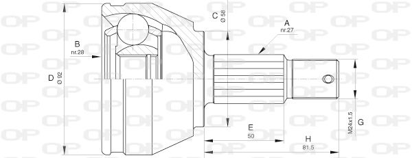 OPEN PARTS Шарнирный комплект, приводной вал CVJ5638.10